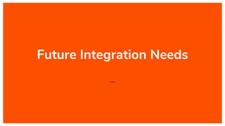 Future Integration Needs
...
9
 