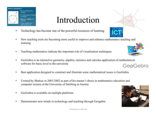 Integration of GeoGebra in Teaching Mathematics | PDF