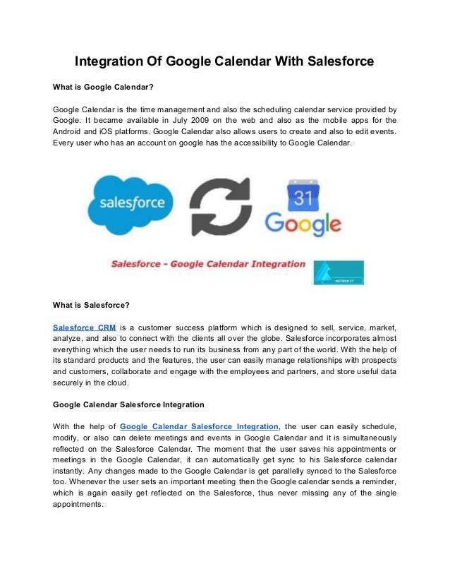 Integration Of Google Calendar With Salesforce