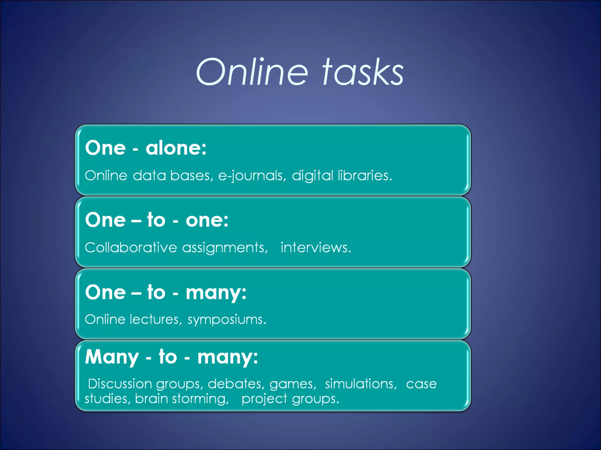 Online tasks
 