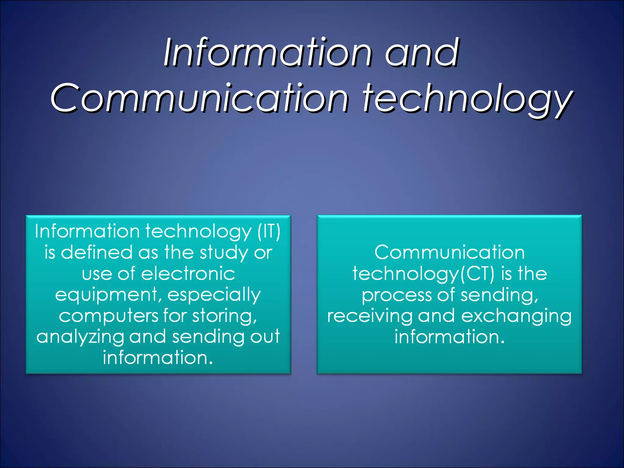 Information and
Communication technology
 