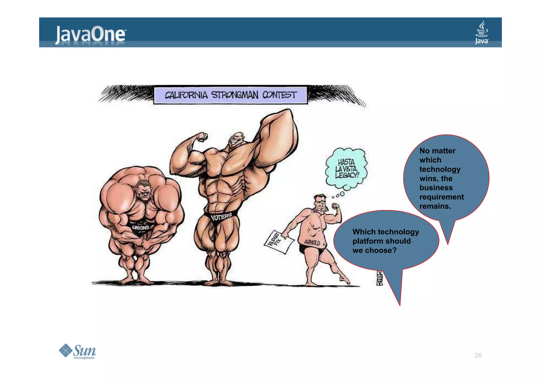 No matter
                   which
                   technology
                   wins, the
                   business
                   requirement
                   remains.


Which technology
platform should
we choose?




                                 26
 