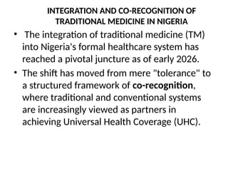 Integration and Co-Recognition of Traditional and Orthodox Medicine in ...