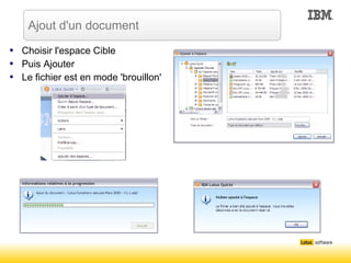 Choisir l'espace Cible Puis Ajouter Le fichier est en mode 'brouillon' Ajout d'un document 