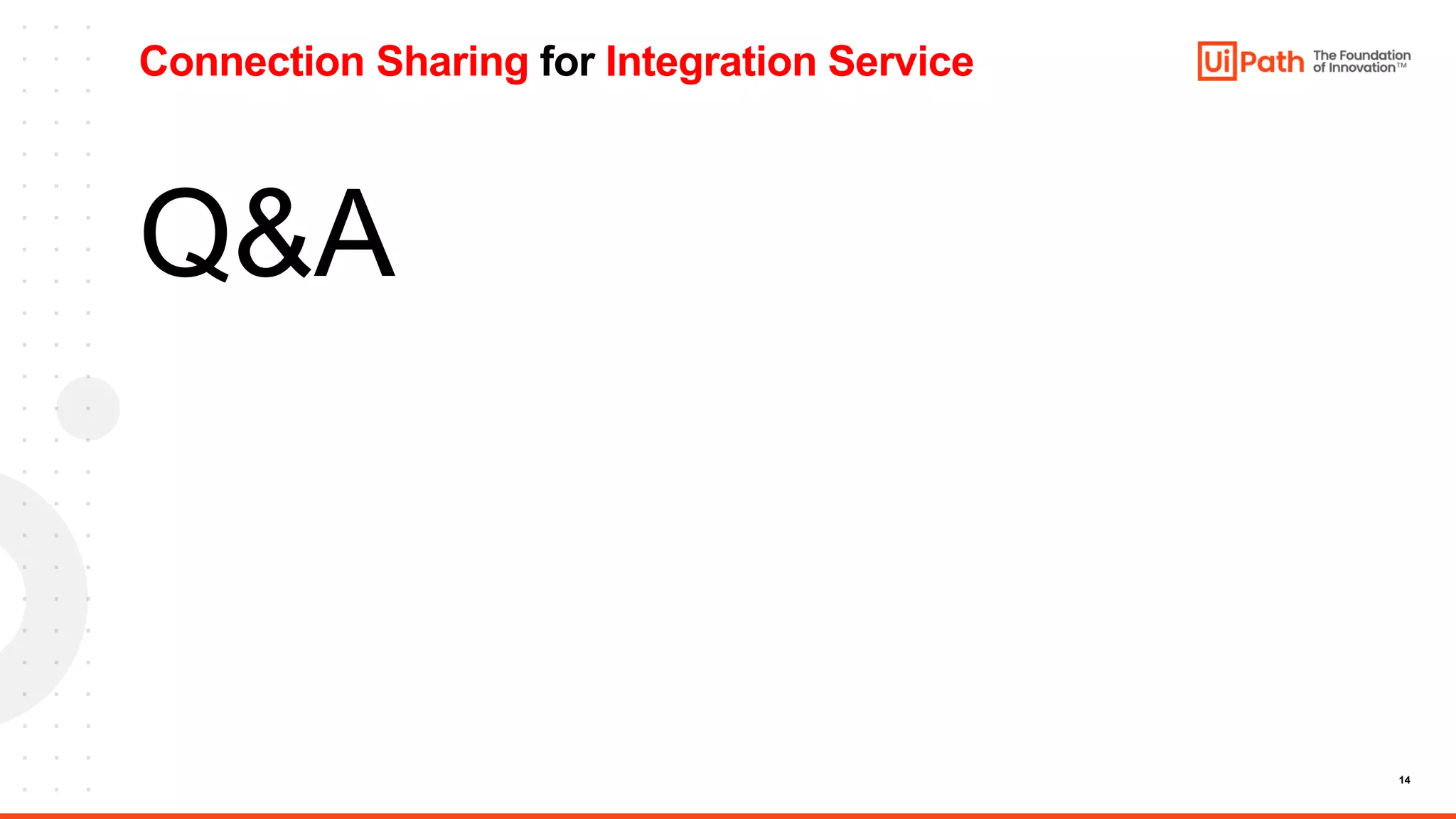 14
Q&A
Connection Sharing for Integration Service
 