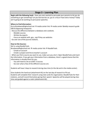 Integration unit lesson plan