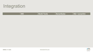 Integration
IDE Build Tools SonarQube SQ + sonarlint
#WISSENTEILEN
 