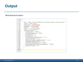 www.sanjeetpandey.com
Output
Mule QueueList output -
10
 