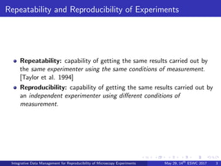Integrative data management for reproducibility of microscopy ...