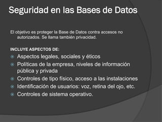 Integridad Y Seguridad En Las Bases De Datos