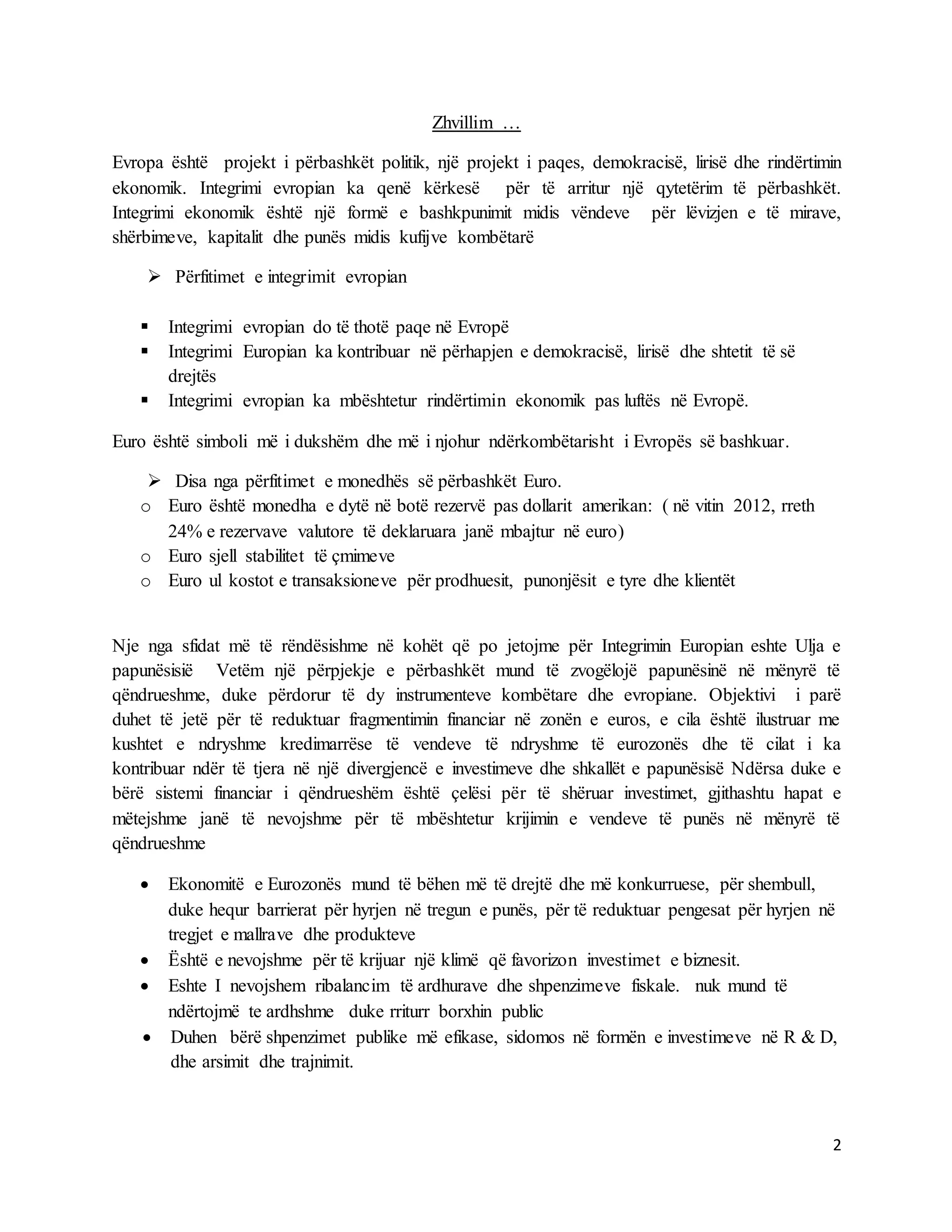 Integrimi ekonomik, perfitimet dhe sfidat | DOCX