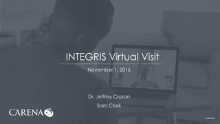 Confidential
INTEGRIS Virtual Visit
November 1, 2016
Dr. Jeffrey Cruzan
Sam Clark
 