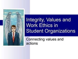 Integrity, Values and Work Ethics in Student Organizations  Connecting values and actions  
