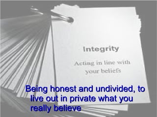 Integrity is key to living out true relationship with God and avoiding just the practice of religion 