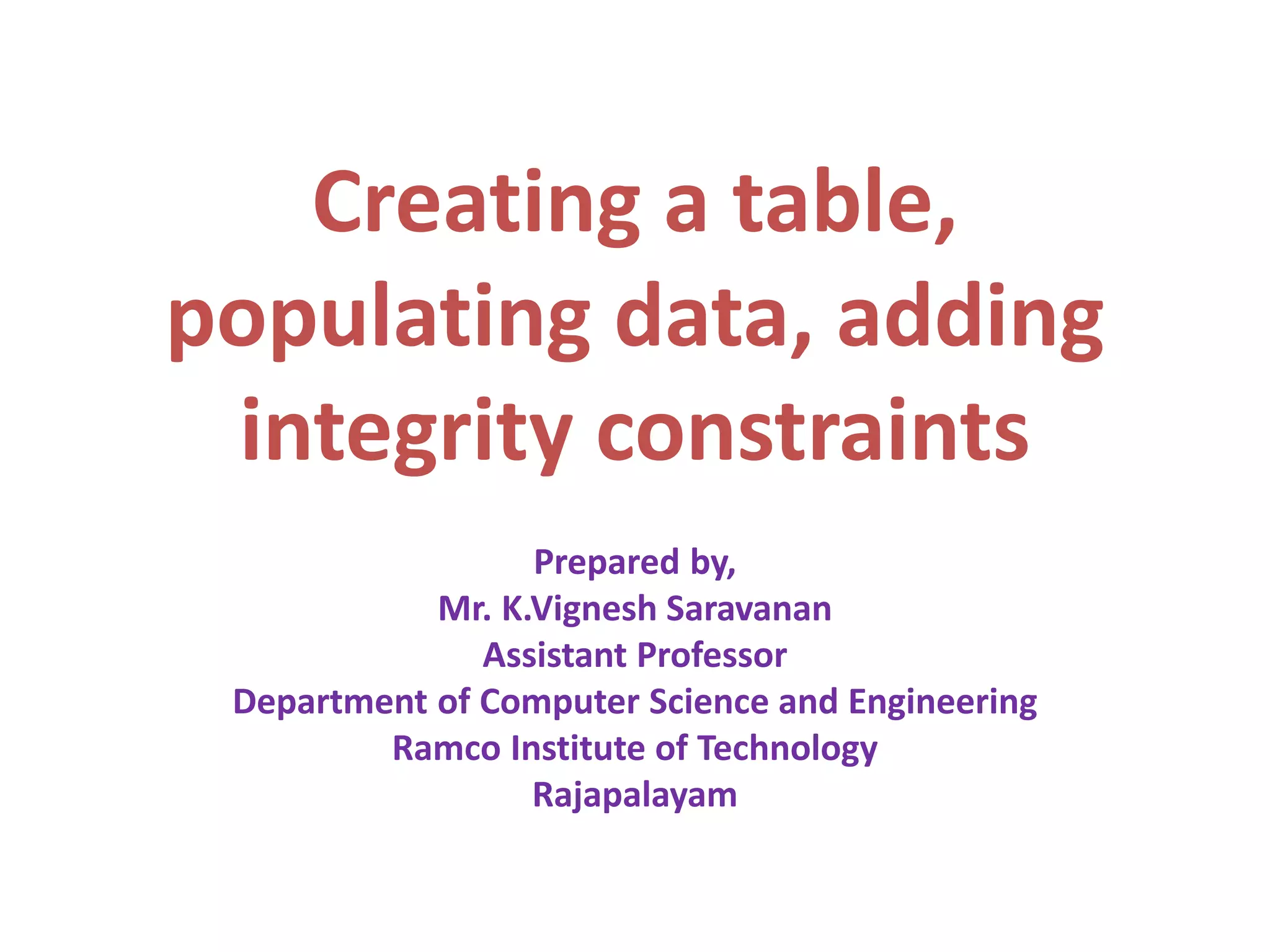 Integrity constraints in dbms | PDF | Databases | Computer Software and ...