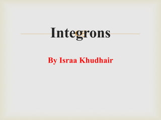 
Integrons
By Israa Khudhair
 