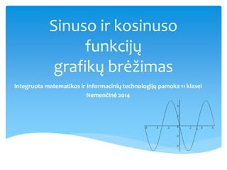 Sinuso ir kosinuso 
funkcijų 
grafikų brėžimas 
Integruota matematikos ir informacinių technologijų pamoka 11 klasei 
Nemenčinė 2014 
 