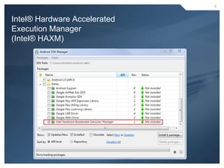 7



    Intel® Hardware Accelerated
    Execution Manager
    (Intel® HAXM)




7                                 7
 