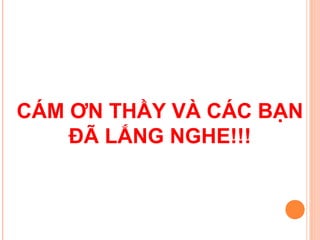 CÁM ƠN THẦY VÀ CÁC BẠN
    ĐÃ LẮNG NGHE!!!
 