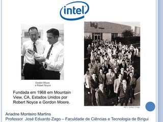 Ariadne Monteiro Martins
Professor José Eduardo Zago – Faculdade de Ciências e Tecnologia de Birigui
Fundada em 1968 em Mountain
View, CA, Estados Unidos por
Robert Noyce e Gordon Moore.
 