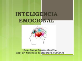 INTELIGENCIA
EMOCIONAL
Dra. Diana Dueñas Castillo
Esp. En Gerencia de Recursos Humanos
 