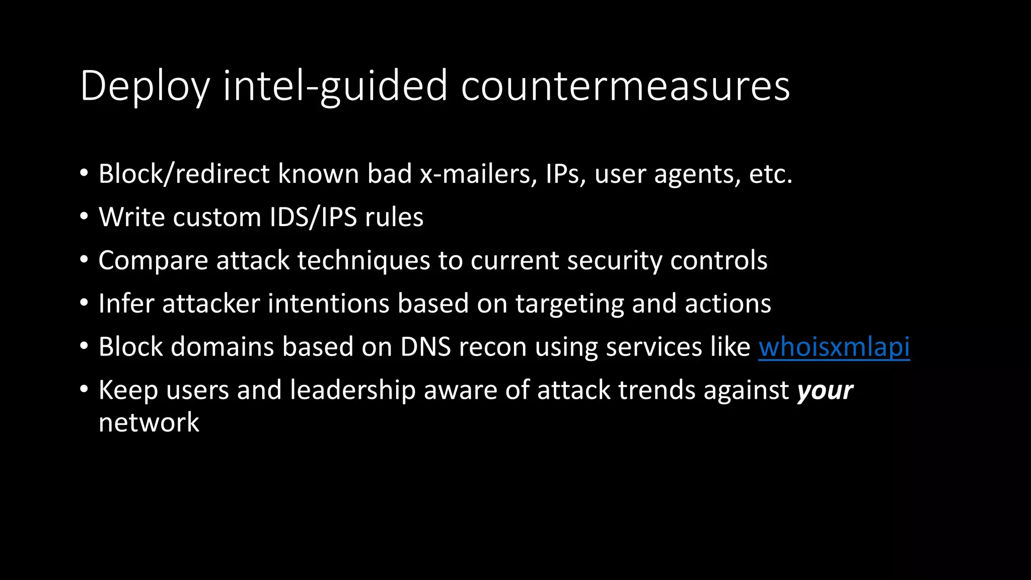The InfoSec Speakeasy
• An invite-only community for InfoSec professionals
• I designed it to be a model for starting and managing other groups
• A place to build and share strategy and intel across industries
• Public tutorials
• Powered by the Discourse open source discussion platform
• Send me a request for an invite from your work email, then send your
own invites to your colleagues
https://infosecspeakeasy.org
 