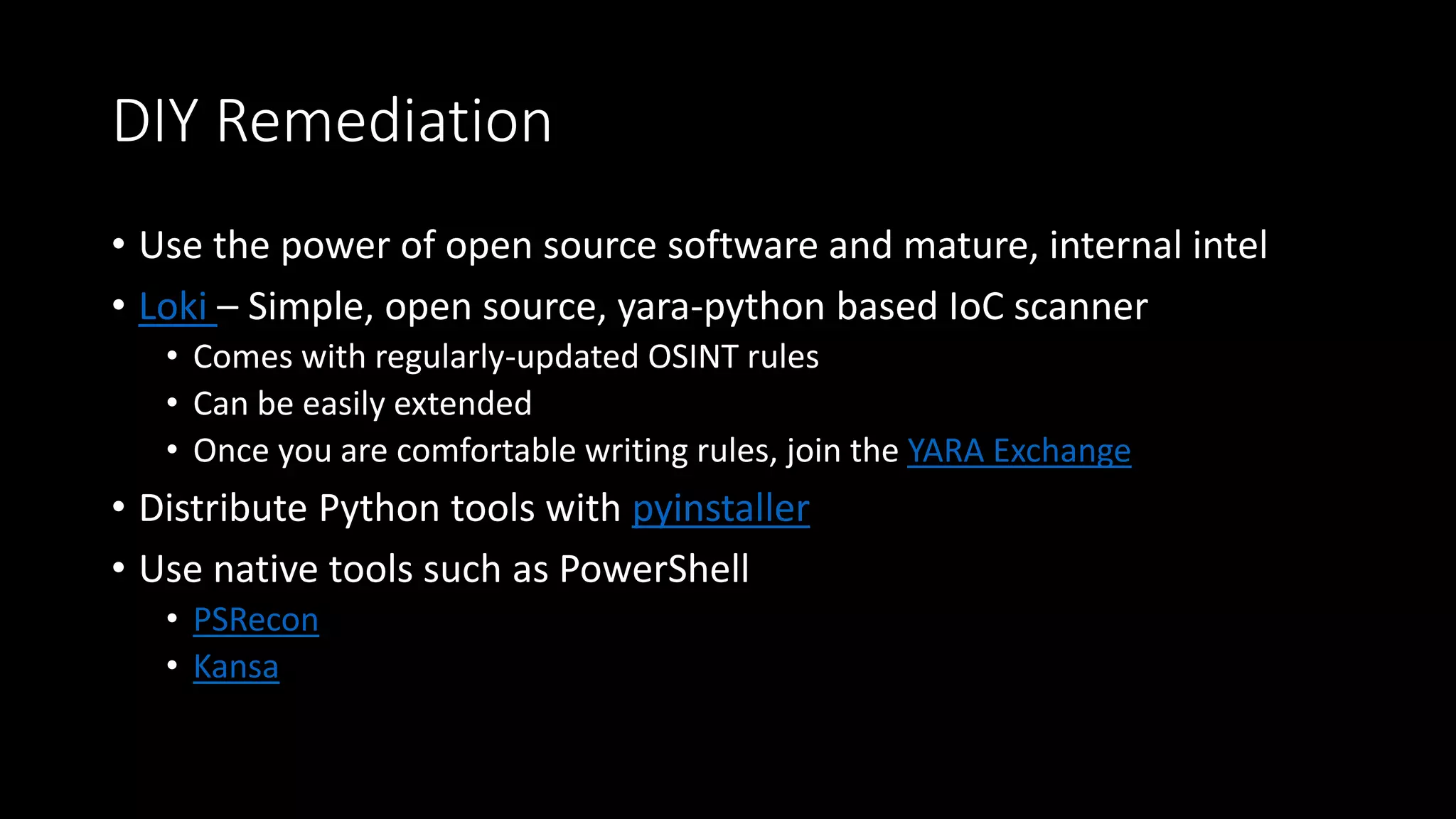 Red Sky Alliance
• A private, vetted commercial intel sharing community
• Follows the Kill Chain model – Includes signatures
• All data comes from other members – across a diverse range of
industries
Red Sky Alliance FAQ
 