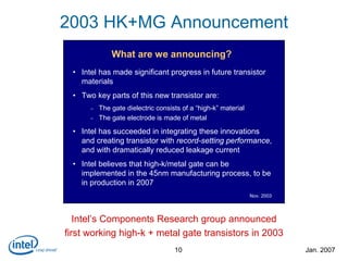 Intel 45nm high-k metal-gate press release