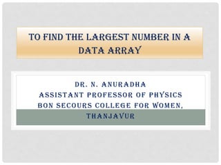 Intel 8085 largest number in a data array | PDF