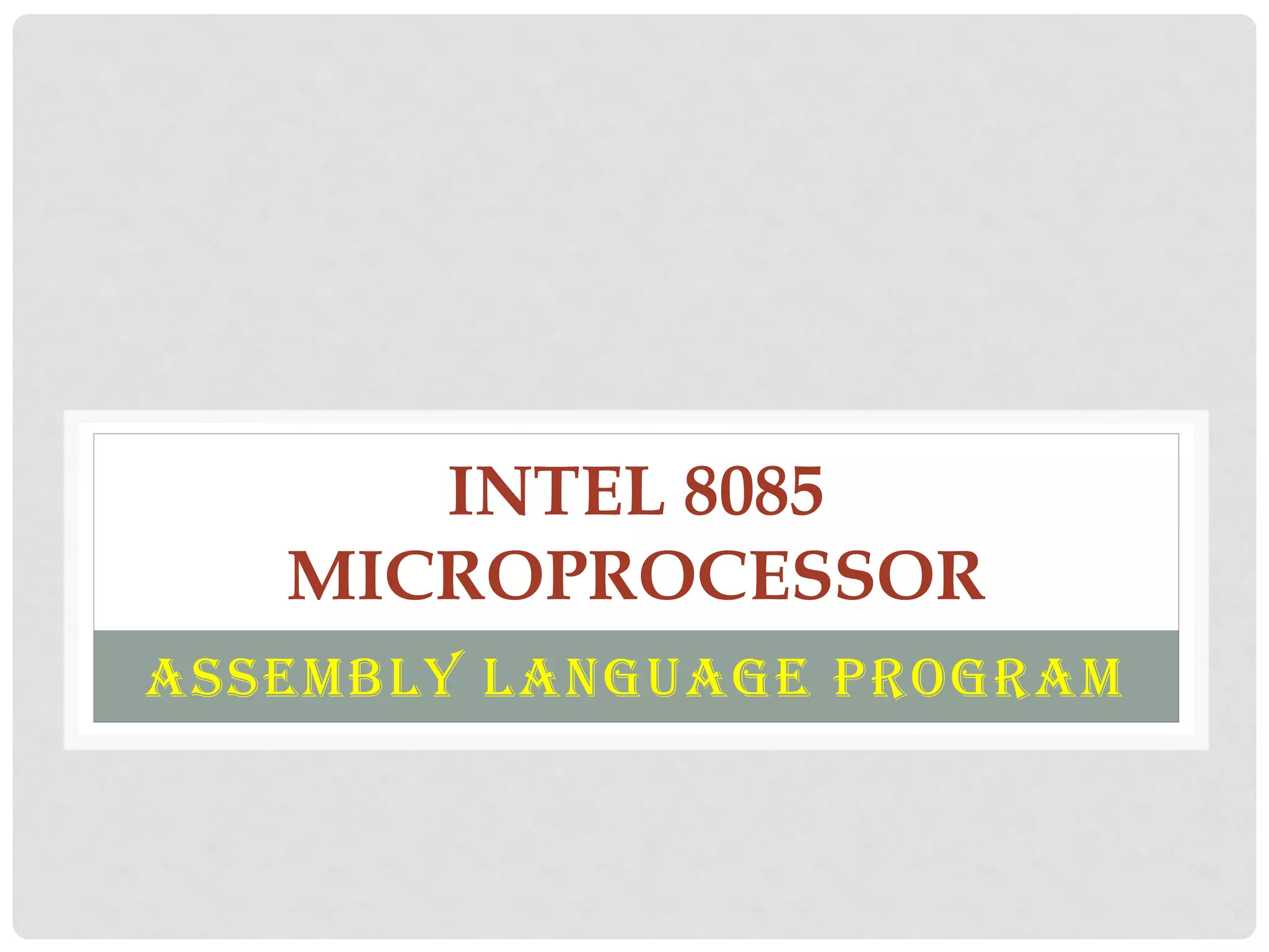 Intel 8085 - Smallest number in a data array | PDF | Programming ...