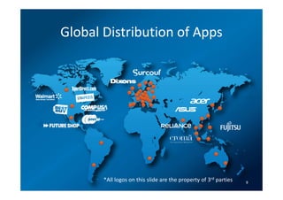 Global Distribution of Apps




       *All logos on this slide are the property of 3rd parties   9
 