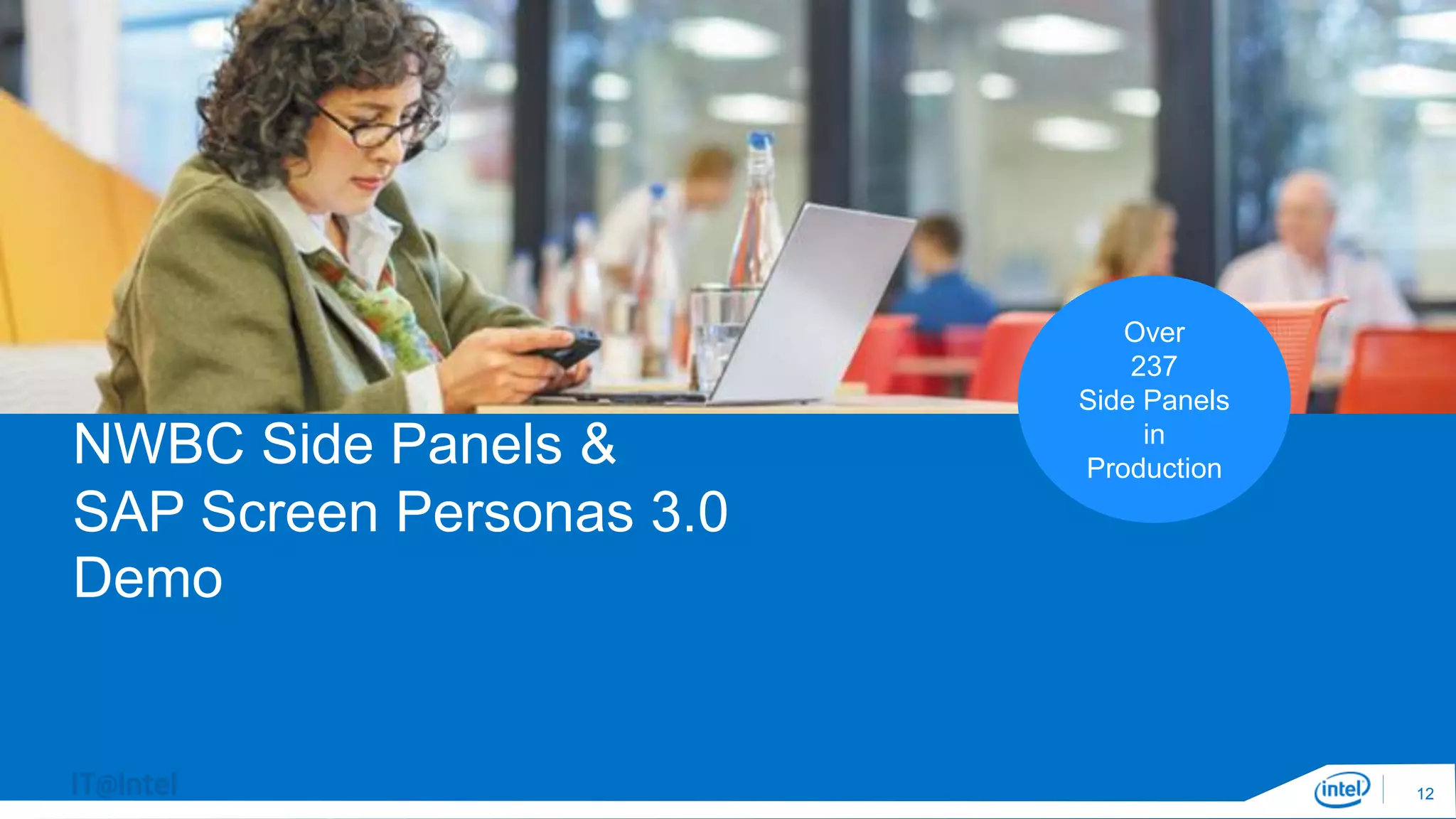 Copyright © 2015, Intel Corporation. All rights reserved.
NWBC Side Panels &
SAP Screen Personas 3.0
Demo
12
Over
237
Side Panels
in
Production
 