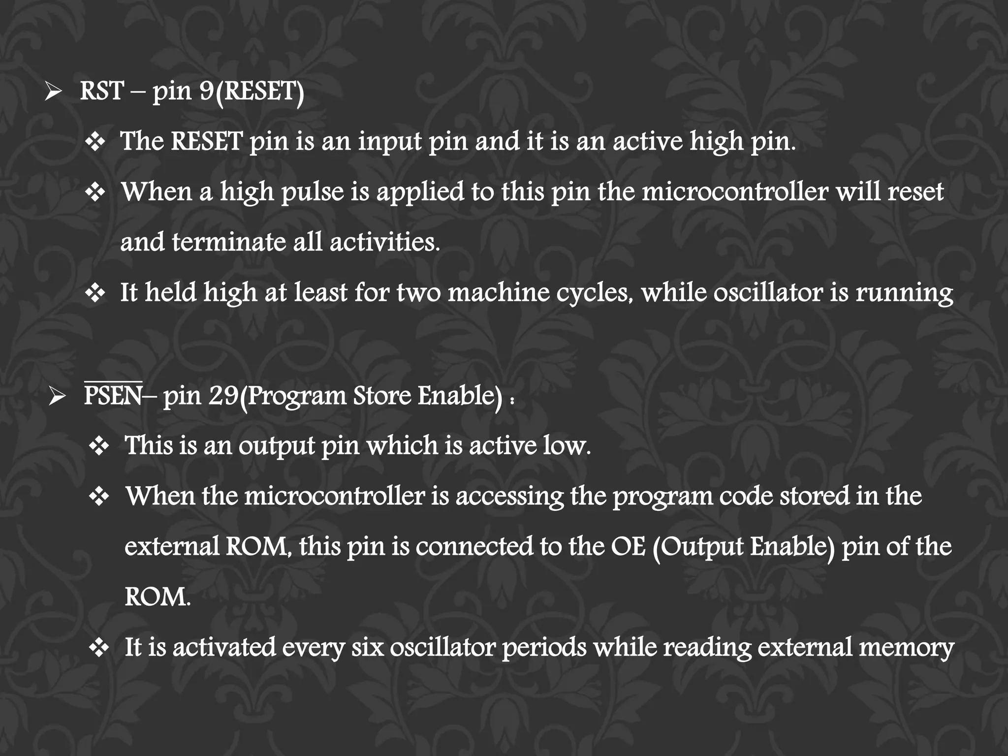 Intel 8051 - pin description | PDF