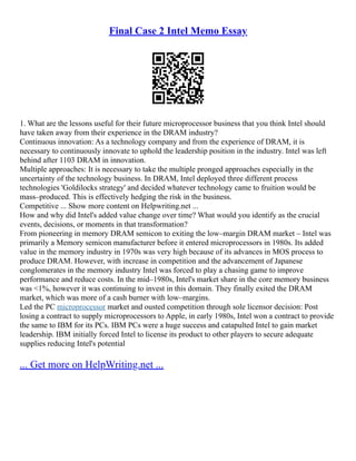 Intel Case Study | PDF