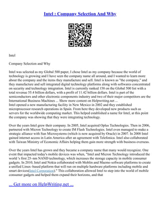 Intel Case Study | PDF