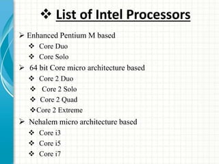 Intel core i7 processor | PPTX | Computing | Technology & Computing