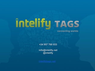 connecting worlds
intelifytags.net
+34 957 760 033
info@intelify.net
@intelify
 