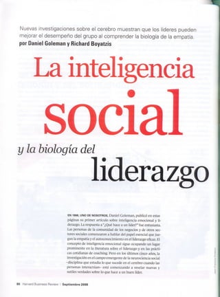 Inteligencia social y biología del liderazgo
