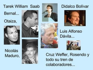 Tarek William  Saab Bernal... Didalco Bolívar Luis Alfonso Dávila... Otaiza, Nicolás Maduro, Cruz Weffer, Rosendo y todo su tren de colaboradores... 