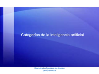 Descubra la eficacia de los diseños
personalizados
Categorías de la inteligencia artificial
 