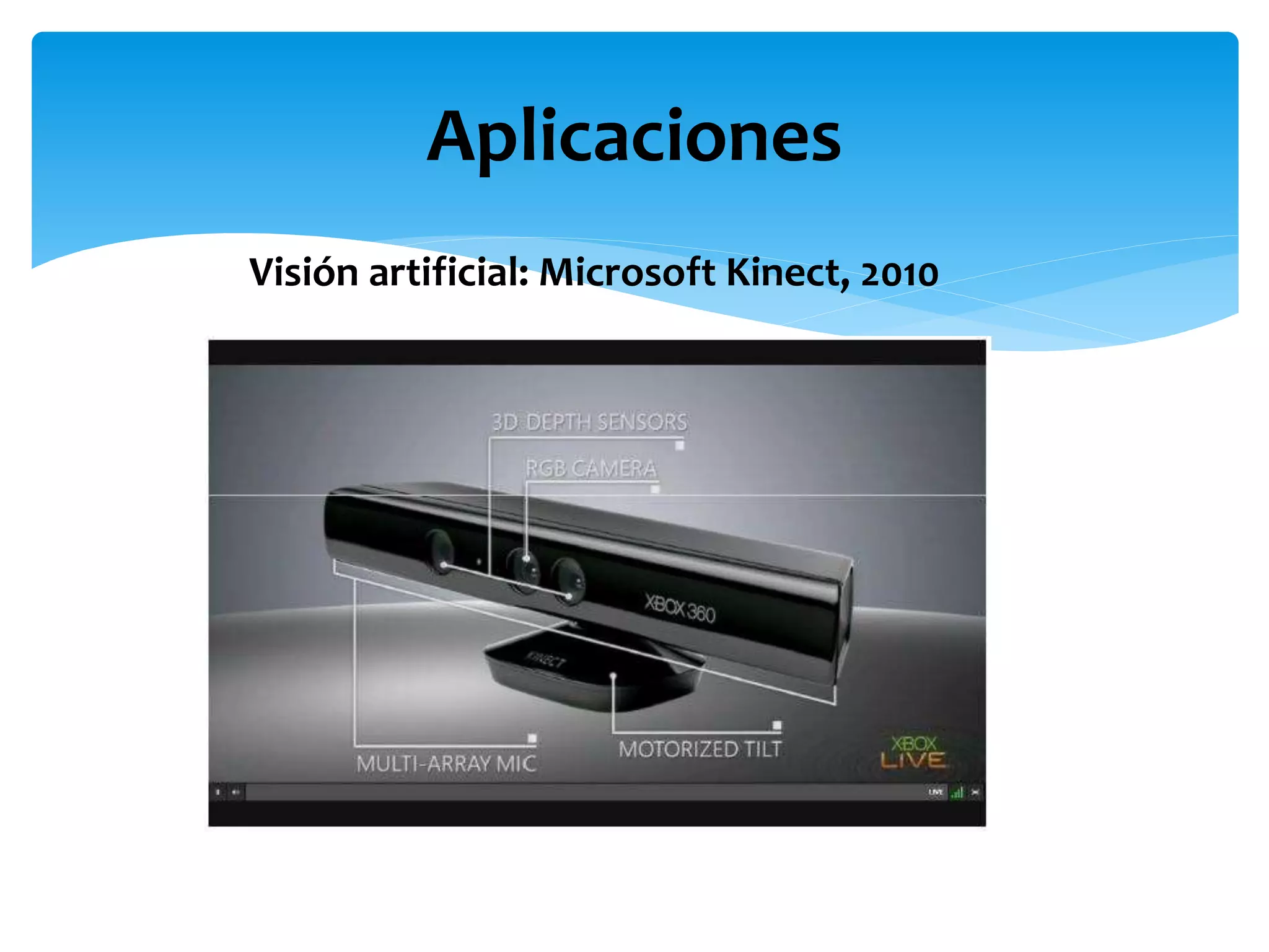 Aplicaciones
Visión artificial: Microsoft Kinect, 2010
 