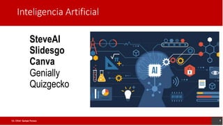 Inteligencia Artificial
SteveAI
Slidesgo
Canva
Genially
Quizgecko
7
Lic. César Quispe Puraca
 