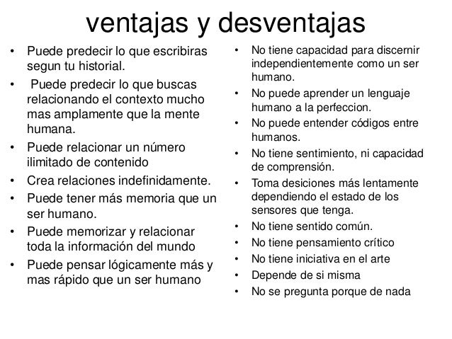 Resultado de imagen para ventajas y desventajas inteligencia artificial