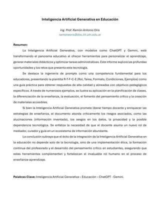 Inteligencia Artificial Generativa en Educación | PDF