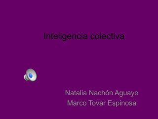 Inteligencia colectiva




     Natalia Nachón Aguayo
     Marco Tovar Espinosa
 