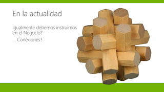 En la actualidad
Igualmente debemos instruirnos
en el Negocio?
… Conexiones?
 