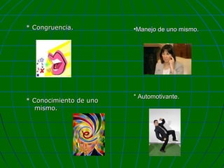 * Congruencia.

* Conocimiento de uno
mismo.

•Manejo de uno mismo.

* Automotivante.

 