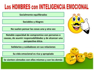 Socialmente equilibrados
Sociables y Alegres
No suelen pensar las cosas una y otra vez
Notable capacidad de compromiso con personas o
causas, de asumir responsabilidades y de alcanzar una
perspectiva ética.
Solidarios y cuidadosos en sus relaciones
Su vida emocional es rica y apropiada
Se sienten cómodos con ellos mismos y con los demás
 