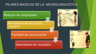 Reductor de complejidad
Reveladores de estructura
subjetiva
Facilidad de comunicación
Generadores de resultados
PILARES BASICOS DE LA NEUROLINGUISTICA
 
