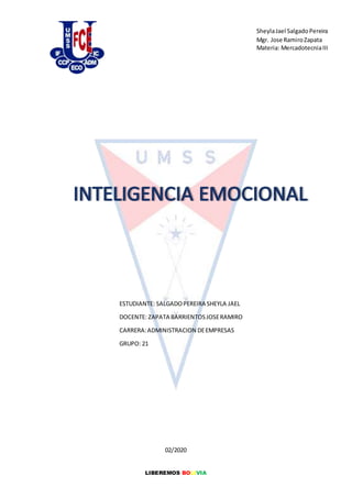 LIBEREMOS BOLIVIA
SheylaJael SalgadoPereira
Mgr. Jose RamiroZapata
Materia: MercadotecniaIII
ESTUDIANTE: SALGADOPEREIRA SHEYLA JAEL
DOCENTE: ZAPATA BARRIENTOSJOSERAMIRO
CARRERA:ADMINISTRACION DEEMPRESAS
GRUPO: 21
02/2020
 